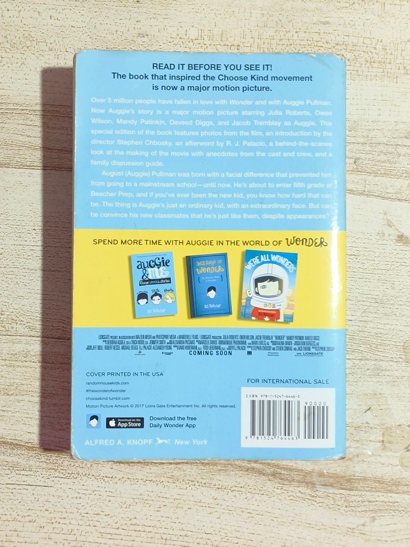 Wonder by R.J. Palacio (Category: Storybooks) located in Rizal. Submitted by irea_aeri (Listing ID 1469291176, Image 2). Description: Expect signs of use and wear. RFS: Decluttering. Need funds. MOP: GCash, MariBank, Maya MOD: J&T, Lalamove.