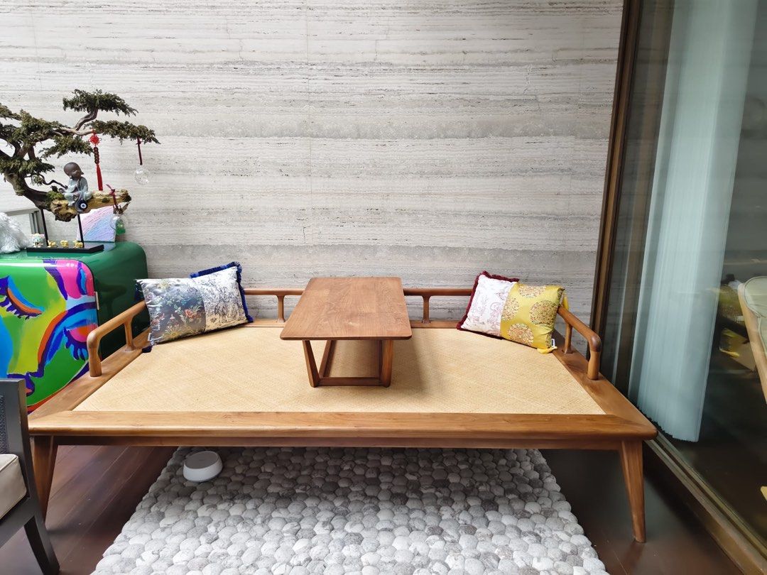 Wooden Daybed with Tea Table and Cushions, Everything Else on Carousell