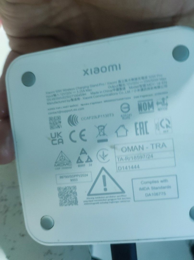 Xiaomi wireless charger! (Category: Batteries & Power Banks) located in Pasay City. Submitted by wizemindz138970 (Listing ID 1469378805, Image 3). Description: • Maximum Charging Power: Up to 50W (for compatible Xiaomi devices). • Qi Standard Compatibility: Supports standard Qi devices, including iPhones at 7.5W and Samsung phones at 10W. • Cooling System: Built-in silent air fan cooler to manage heat during fast charging. • Controls & Input: Fea