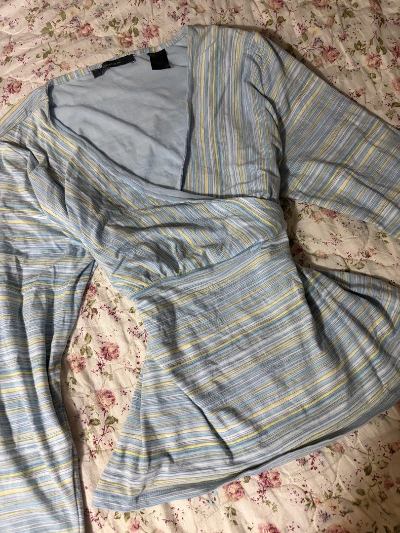 Y2K Pastel Stripe Top (Category: Longsleeves) located in Muntinlupa City. Submitted by herellas0504 (Listing ID 1469302802, Image 2). Description: Y2K Pastel Stripe Top Mine: 299 | Lock: 399 ———————————— size: med-large (can keri small but not fit) no issue, need wash only might keep!.