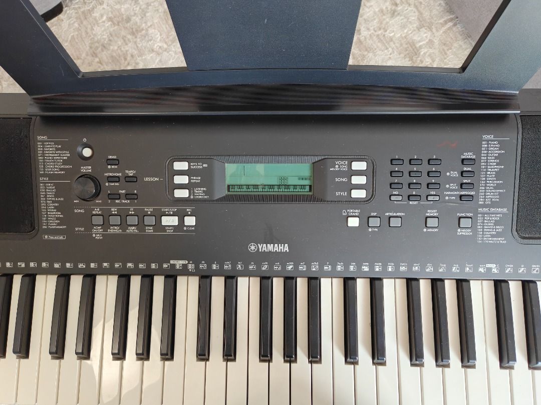 Yamaha PSR E373 | 61 Keys | Digital Keyboard / Piano (Category: Musical Instruments) located in Manila. Submitted by unicornrider (Listing ID 1469239132, Image 3). Description: Yamaha PSR-E373 Keyboard for Sale Selling my Yamaha PSR-E373 keyboard. Includes: Stand, as seen in image + original power adapter Reason for selling: Moved to larger 88-key piano Feel free to message on W-App me if interested..
