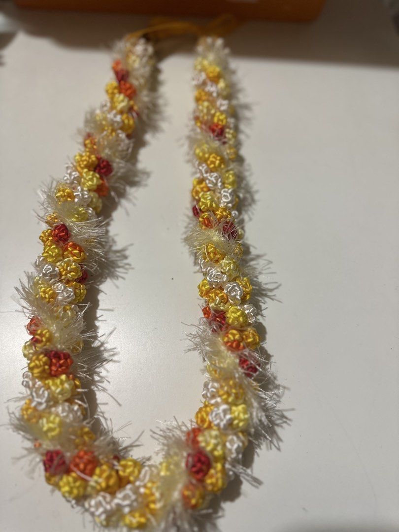 Yellow Themed Hawaiian Lace (Category: Necklaces) located in Davao. Submitted by favoritepreloved (Listing ID 1469266707, Image 2). Description: 💜 Made of fabric ribbon 💜 88cm .