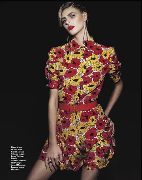 Yves Saint Laurent’s Resort 2012 collection (Category: Blouses) located in Lucban. Submitted by rep.rznt (Listing ID 1469263224, Image 2). Description: AUTHENTIC Dimes: 15 x 24 Silk floral blouse and Stefano Pilati designed from Yves Saint Laurent’s Resort 2012 collection, styled by Anne Raybaud for an editorial in Grazia France (August 2012). Missing only button - last button near hem.