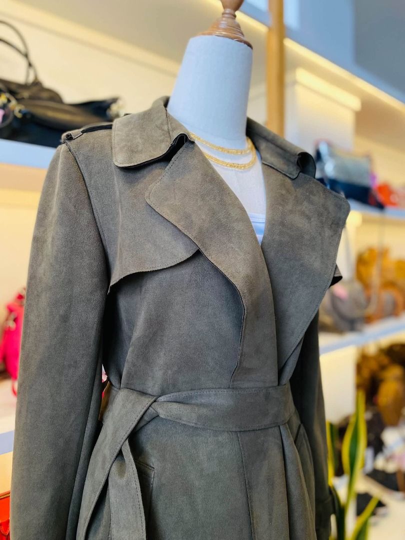 ZARA BELTED SUEDE COAT (Category: Coats, Jackets and Outerwear) located in Baguio. Submitted by asna_taku (Listing ID 1469225942, Image 2). Description: ZAR@ BELTED SUEDE COAT MEDIUM ₱1280.