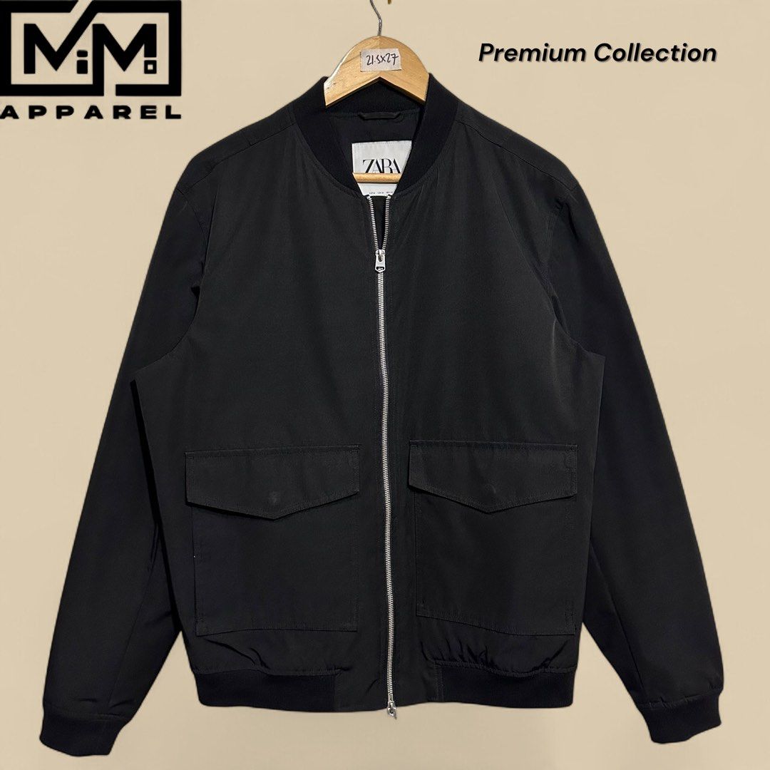 Zara bomber jacket dual zip (Category: Coats, Jackets and Outerwear) located in Malabon City. Submitted by Mi-MoApparel (Listing ID 1469393211, Image 1). Description: Like new No issue Pogi Width 21.5 Length 27 Pang large fittings.