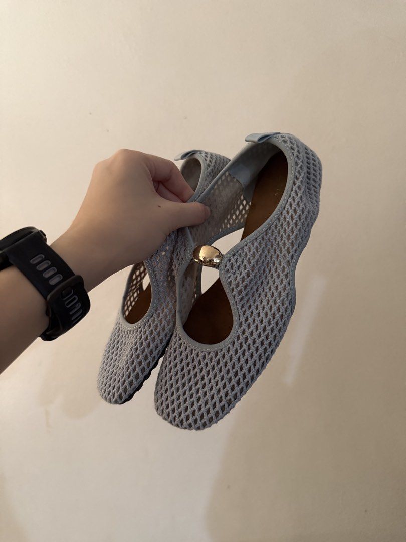 Zara Light Blue Mesh Flats (Category: Flats & Sandals) located in Pasig City. Submitted by helloimnicee (Listing ID 1469197079, Image 2). Description: used once no when worn size 36 rfs: don’t reach for it as much.