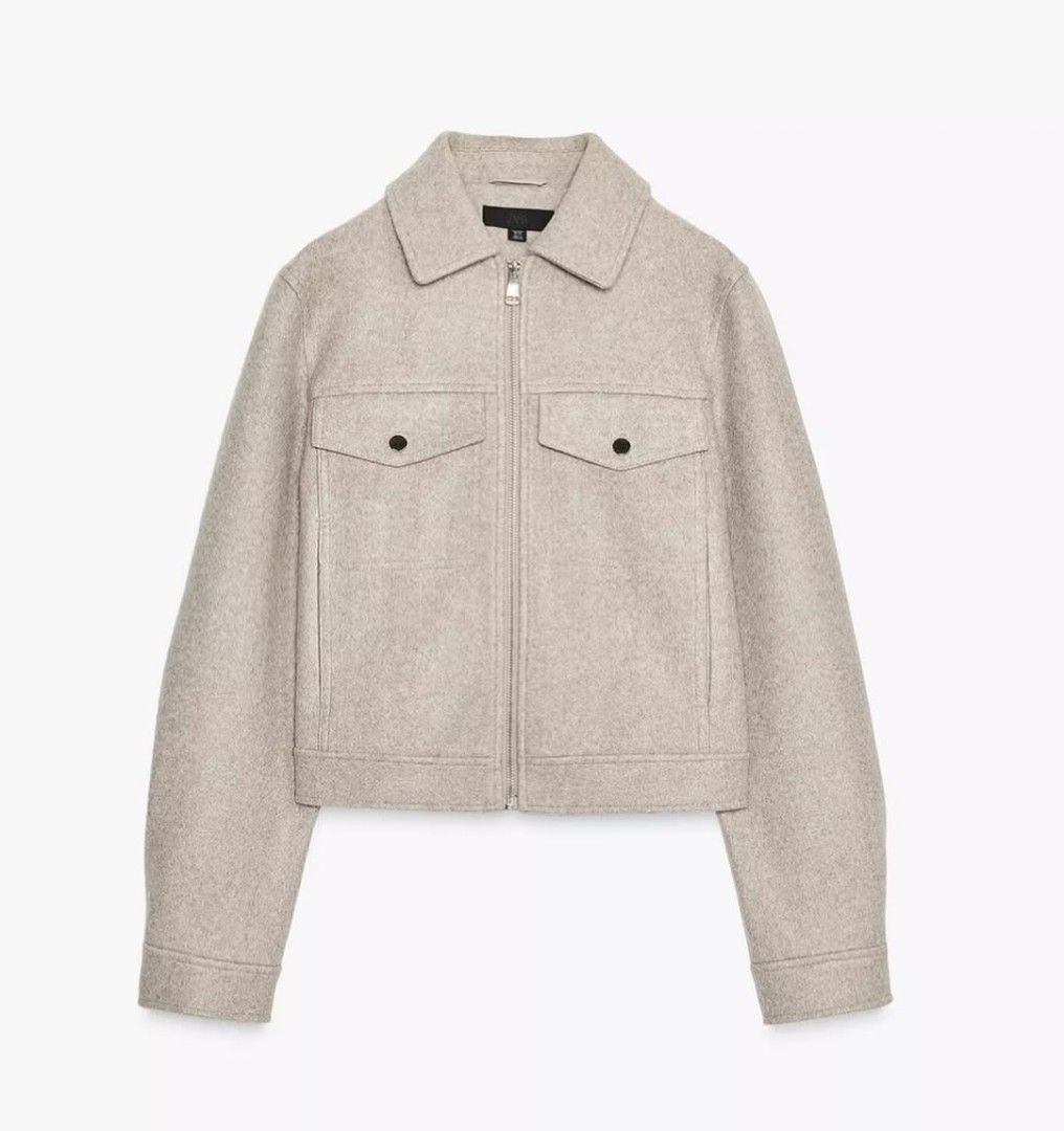 Zara Zip Up Jacket (Category: Coats, Jackets and Outerwear) located in Angeles City. Submitted by miss_independent01 (Listing ID 1469309983, Image 2). Description: Zara Zip Up Jacket Color: Beige Width: 19 (Small on tag) Length: 20.5 Sleeve: 23 Shoulder: 14.5 MOP: Gcash ✅ Mine Now, Pay Now ✅ First to Pay, Gets the Item 📍 PAMPANGA Courier: JnT 🚚🚚 PM 💌💌.