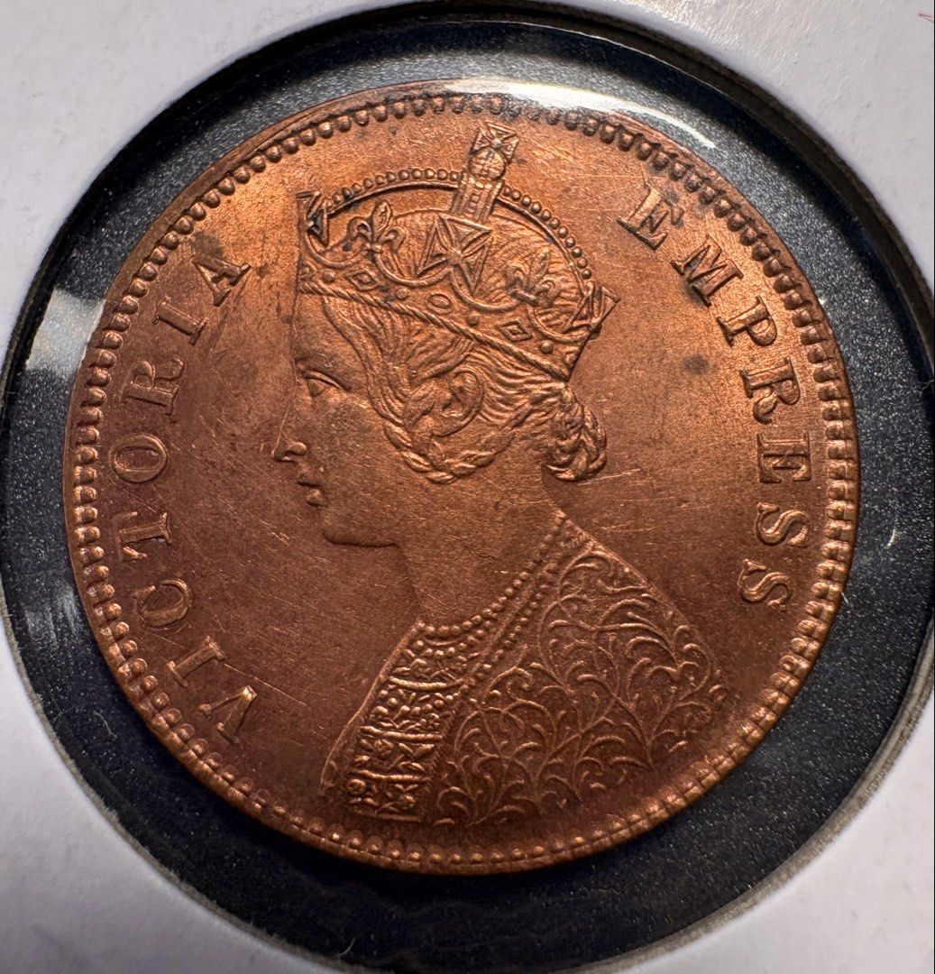 1894 INDIA - One Quarter Anna - Queen Victoria - Unc with copper marks ...