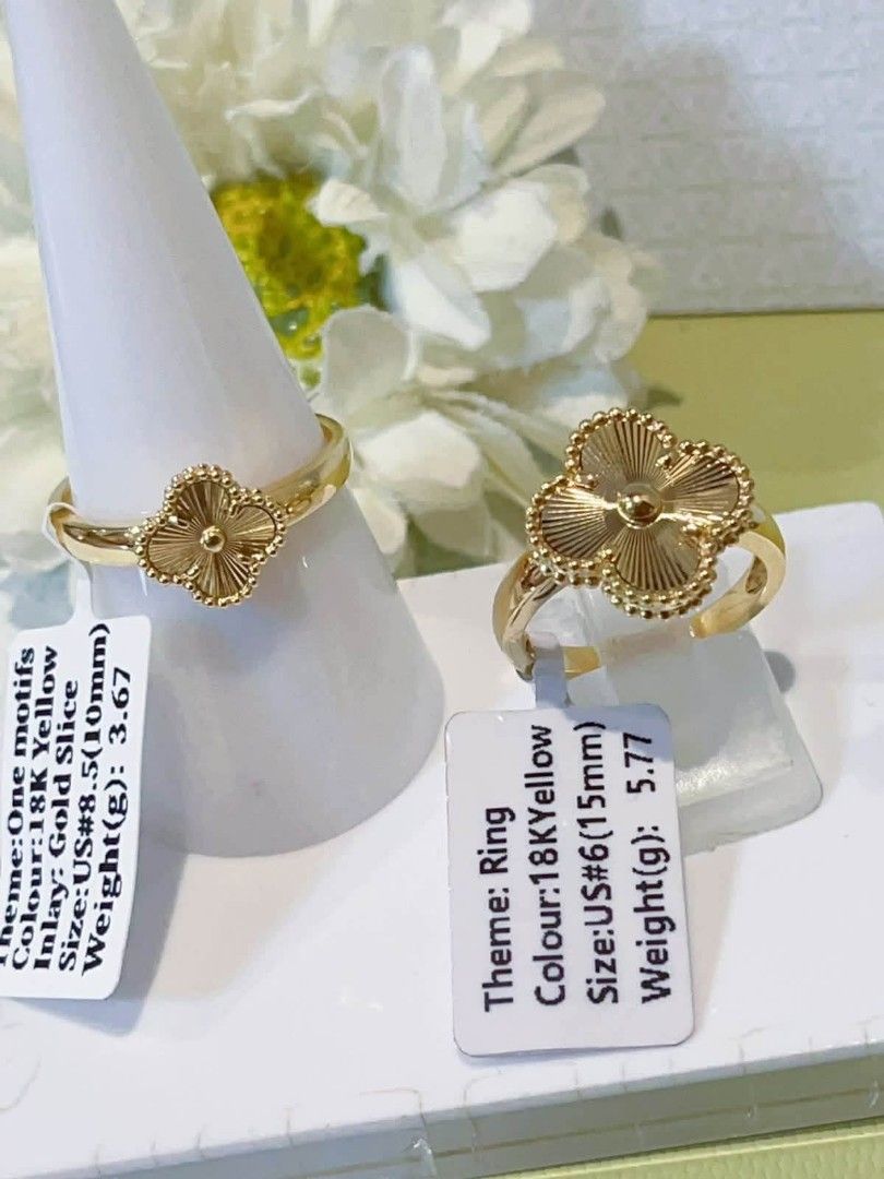 18k HongKong setting gold Vca Alhambra ring (Category: Rings) located in Manila. Submitted by bhelgoldseller2ndaccount (Listing ID 1469459399, Image 1). Description: New!!✨New!!✨New!! 18k HongKong setting Gold 9300/g 💯pawnable/naisasanla 💯with high appraisal rate 💯good investment 💯Direct supplier price 👉OPEN for resellers 🌺please take time to evaluate their actual sizes and grams 👉Best panggift for all occasions ✅ Sold per grams not per pi