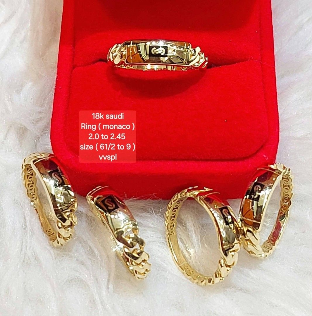 18k Saudi gold Monaco ring (Category: Rings) located in Manila. Submitted by bhelgoldseller2ndaccount (Listing ID 1469525753, Image 1). Description: New!!✨New!!✨New!! Authentic 18k Saudi Golds 💯pawnable/naisasanla 💯with high appraisal rate 💯good investment 💯Direct supplier price 👉OPEN for resellers 🌺please take time to evaluate their actual sizes and grams 👉Best panggift for all occasions ✅ Sold per grams not per piece Kya lowest price ✅Wi