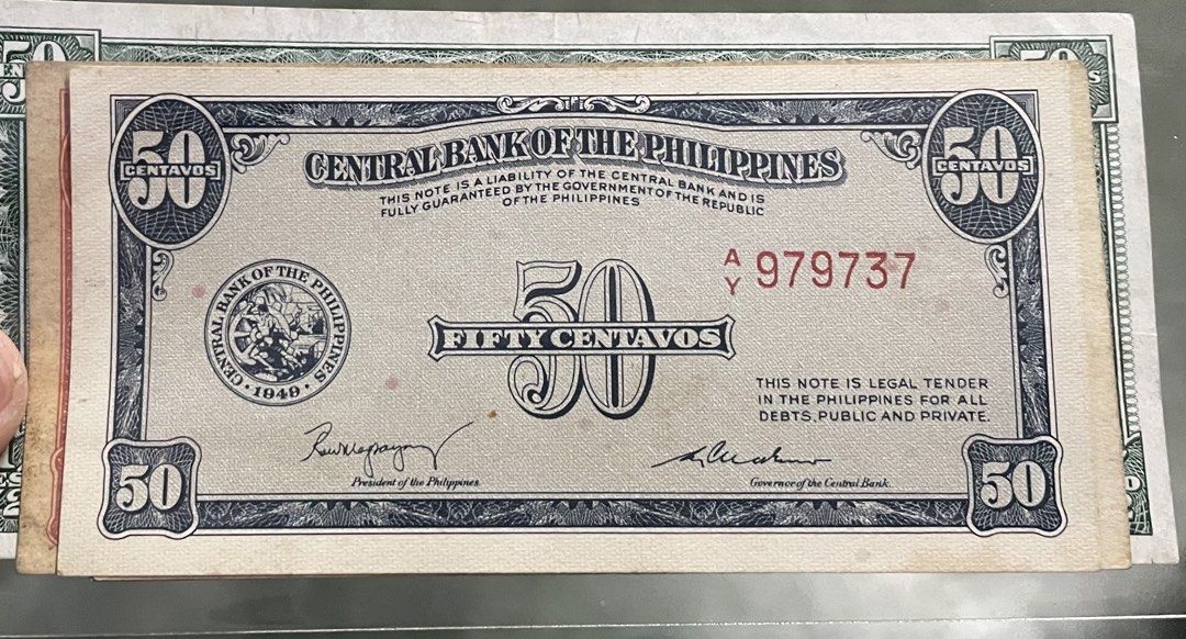 1954-57 SEMI-HTF UNC/VF 50c CBP BANKNOTE (Category: Currency) located in Roxas. Submitted by hobbyisthub (Listing ID 1469503578, Image 3). Description: ONLY 1 AVAILABLE CROSS-POSTED AUTHENTIC/UNCIRCULATED/VF, WITH SLIGHT FOXING SHIPS 1-2 DAYS, ADD SF GCASH PAYMENT PLS DO YOUR OWN GRADING BEFORE PURCHASING PM SELLER FOR ANY QUERIES THANK YOU! .