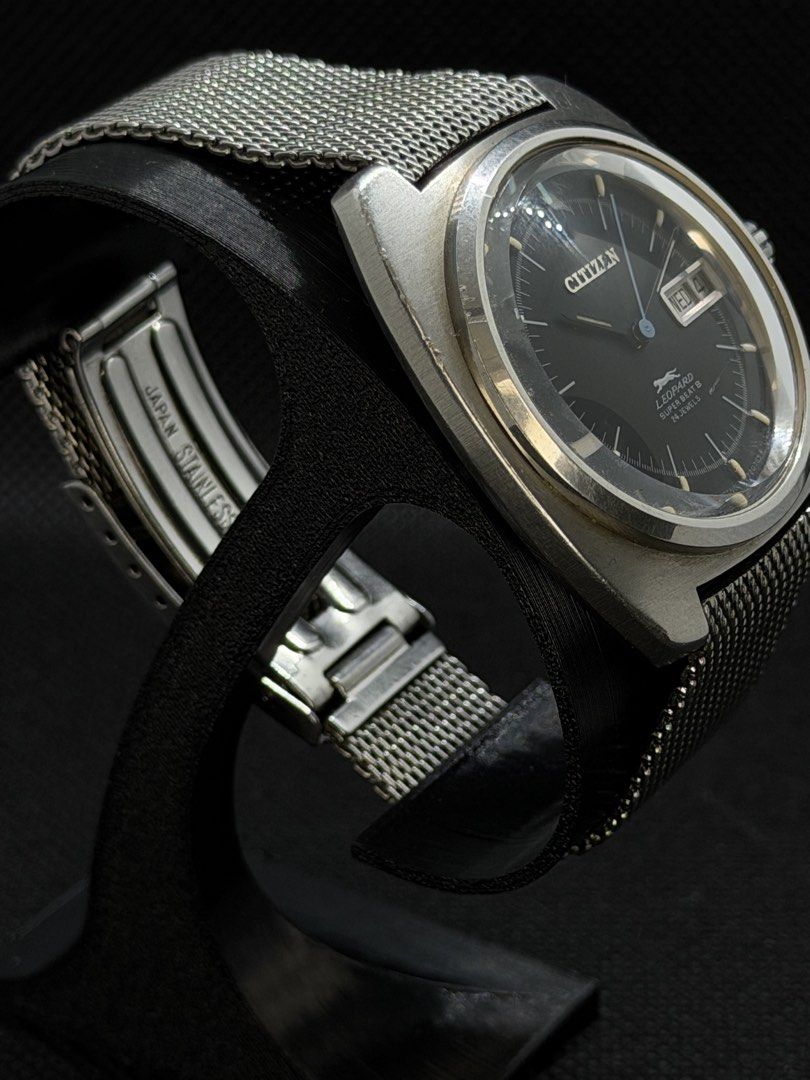 [1971] Vintage Citizen Leopard Super Beat 8 (Category: Men's Watches) located in San Jose. Submitted by midnightwatchersph (Listing ID 1469569742, Image 3). Description: [1971] Vintage Citizen Leopard Super Beat 8 4-720539Y Black Dial Citizen automatic movement (28,800 bps) Original head Original bracelet (Period correct) 37 mm case size (excluding crown) Collector’s timepiece. ✨ 9.5/10 condition 💸PRICE: 8,600.