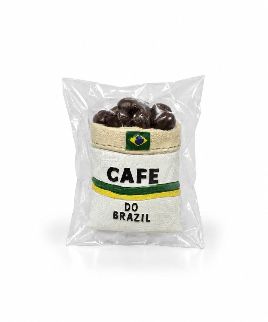 3D Brazil Coffee Bean Fridge Magnet (Category: Vintage Collectibles) located in Pasig City. Submitted by swipeandpicks (Listing ID 1469505791, Image 1). Description: • Design: Brazilian Coffee Sack / Burlap Bag with Coffee Beans • Material: High-quality, durable Resin with a strong magnetic base • Finish: Textured, 3D stereoscopic details with hand-painted colors • Color: Off-white/cream bag with brown coffee beans, accented with green and yellow