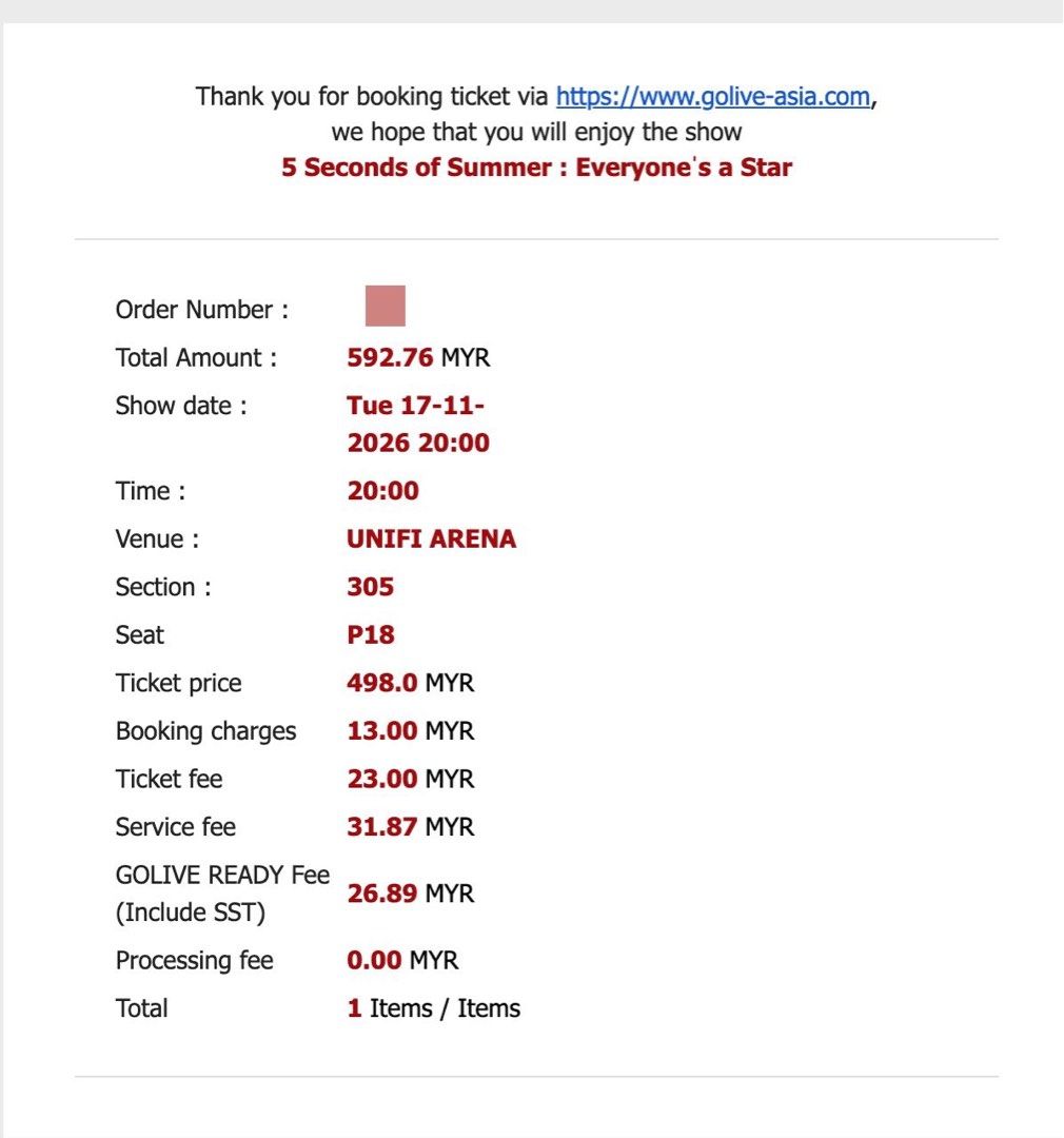 5SOS KUALA LUMPUR (Category: Events Tickets) located in Manila. Submitted by 5sos_bernard (Listing ID 1469403903, Image 2). Description: Hi Filo 5SOS fan here! Selling my ticket to 5SOS in Kuala Lumpur on November 17! Rfs: will not make it due to other commitments .