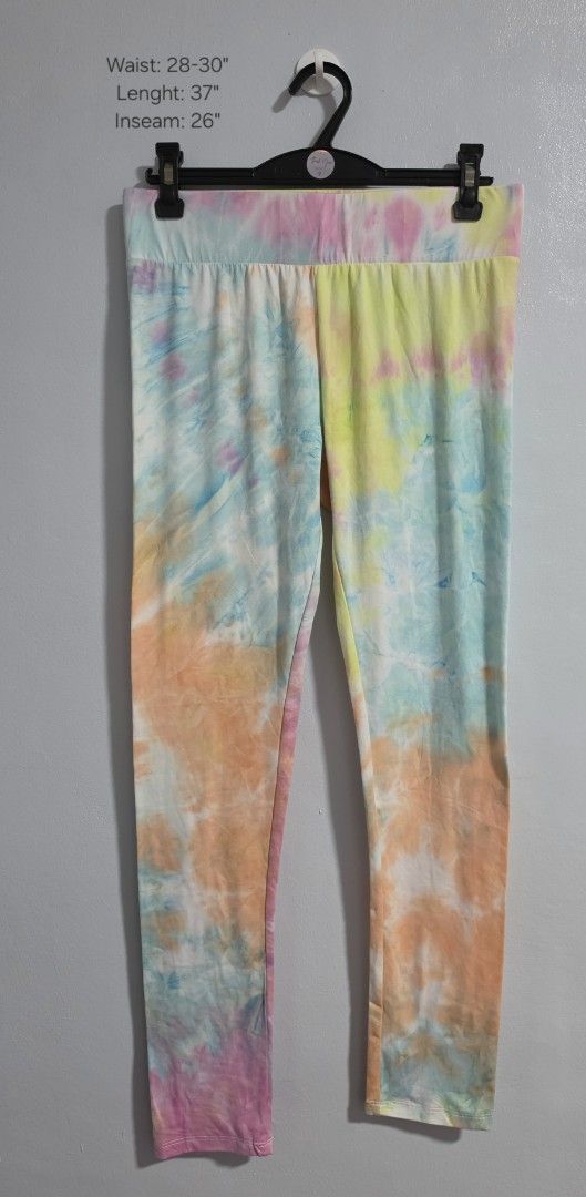 A87 Tie-Dye Leggings Pastel Multicolor (Category: Activewear) located in Paranaque City. Submitted by franinnashop (Listing ID 1469476431, Image 1). Description: Declutter - Brand: A87 aeropostole - Design: Fun pastel tie-dye (pink, yellow, blue, orange) - Fit: Stretchy elastic waistband - Measurements: Waist 28-30 inches | Length 37 inches | Inseam 26 inches - Perfect for: Lounging or casual workouts.