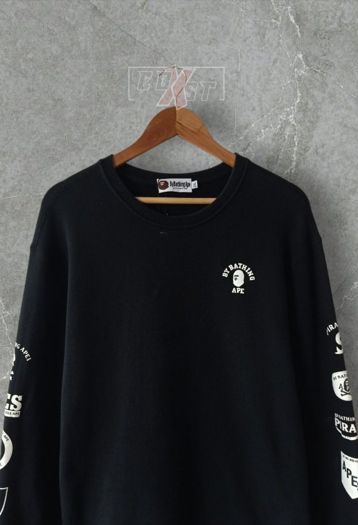 A BATHING APE "BAPE" CREWNECK JACKET (Category: Coats, Jackets and Outerwear) located in Baguio. Submitted by ebxst_thrift (Listing ID 1469404195, Image 3). Description: A BATHING APE "BAPE" CREWNECK JACKET •Authentic •Size: M-Semi XL ft. •Brand: BAPE •Color: Black •Unisex •Excellent condition. Thick cloth Please manage your expectations: All items are thrifted/preloved. Minor signs of previous use may be present, however these do not affect wear