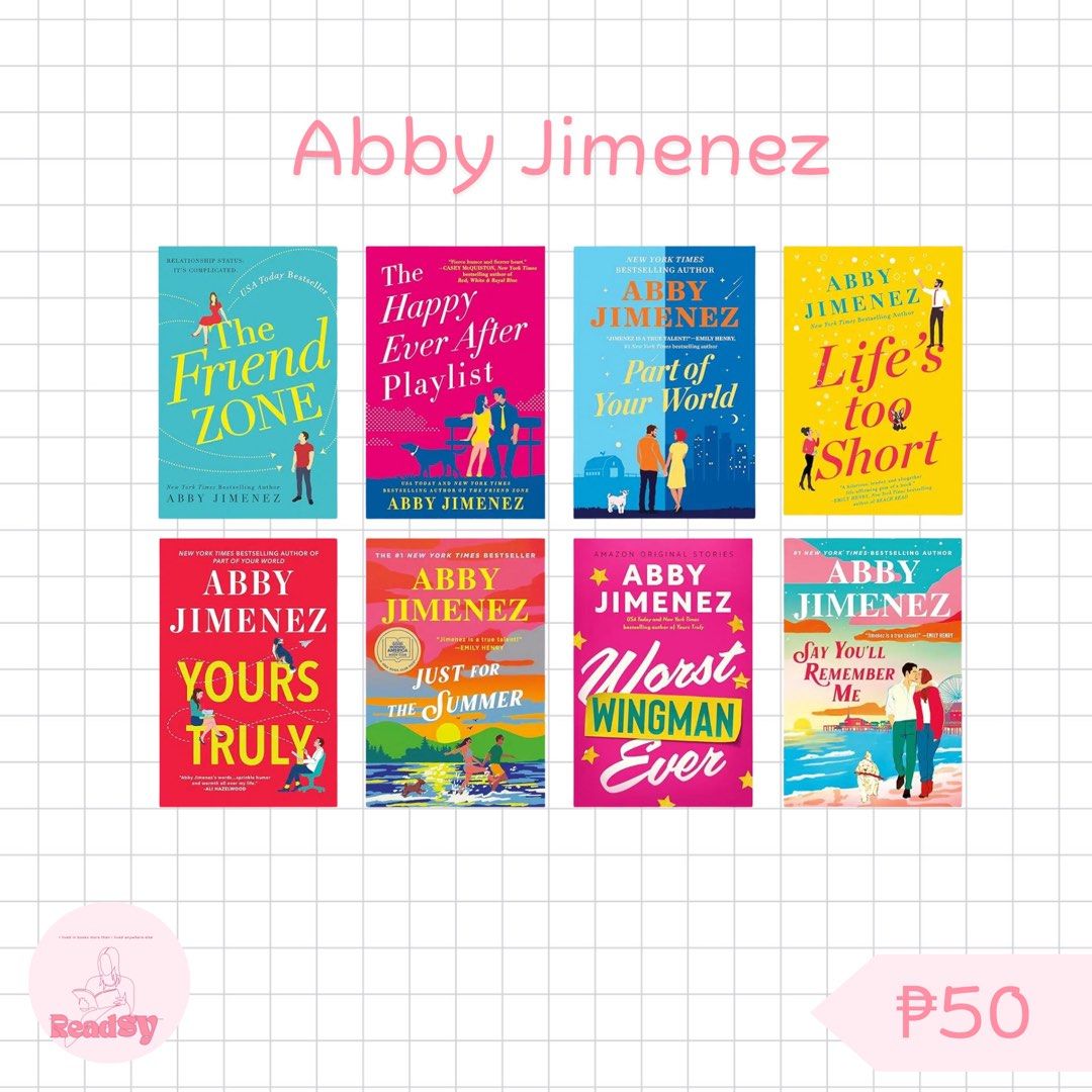 Abby Jimenez Romance Novels Collection (Category: Storybooks) located in Manila. Submitted by readsy (Listing ID 1469562663, Image 1). Description: POV: You just found your new favorite online ebook shop 📚✨💕 Here’s our current lineup of available titles at Readsy Ebook Shop! From trending #BookTok hits to timeless favorites, we’ve got something for every mood—and at super affordable prices! 💸📖 📲 How to grab yours: 1️⃣ Browse the images/slide