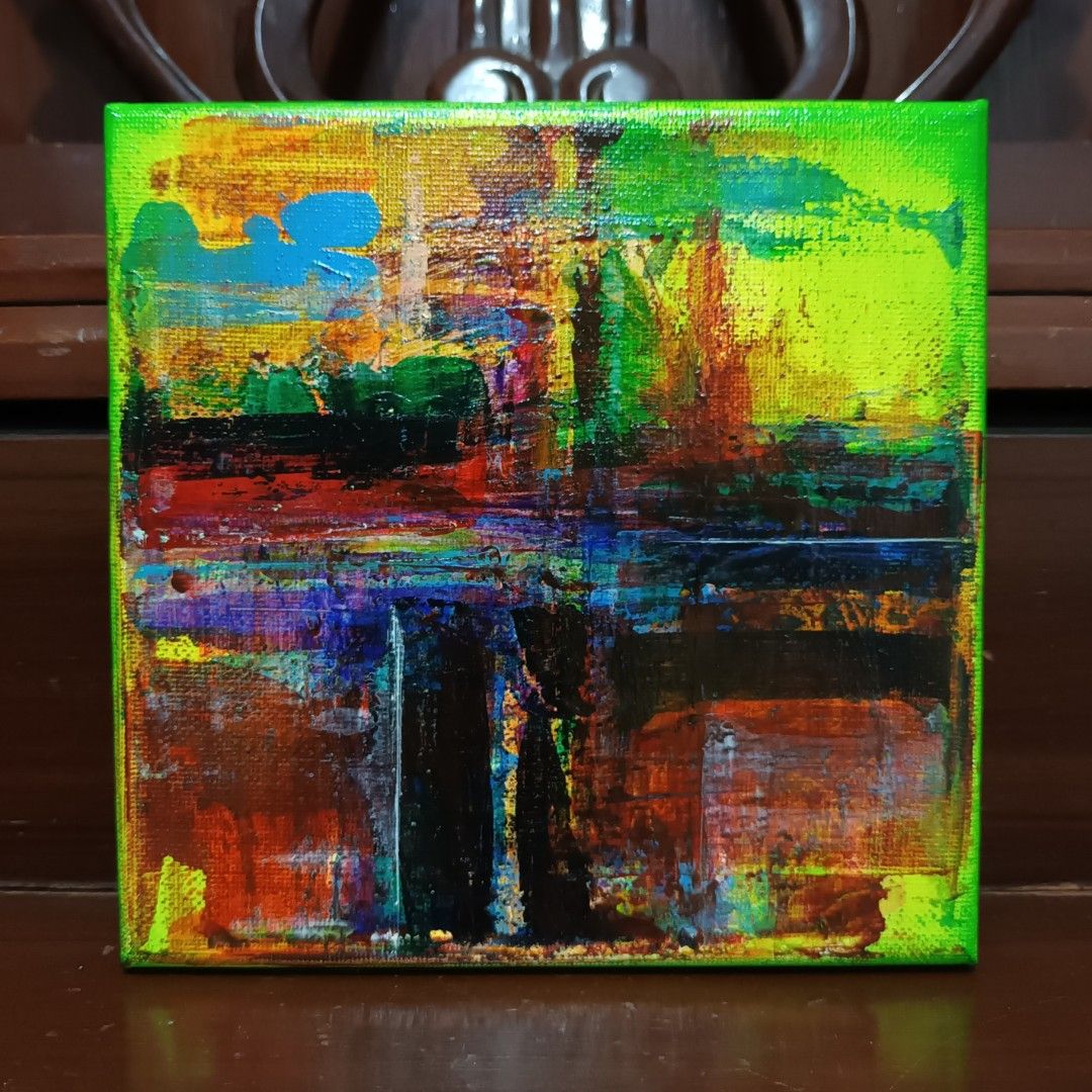 Abstract Mini Paintings (Category: Art & Prints) located in Bacoor. Submitted by donlopezart (Listing ID 1469407673, Image 2). Description: P400 each/ P1k for all 3 Mini Abstract Paintings (UNTITLED) 6 x 6 in Acrylic on Canvas Varnished Ready to Hang No frame 🔴 Orange is SOLD.