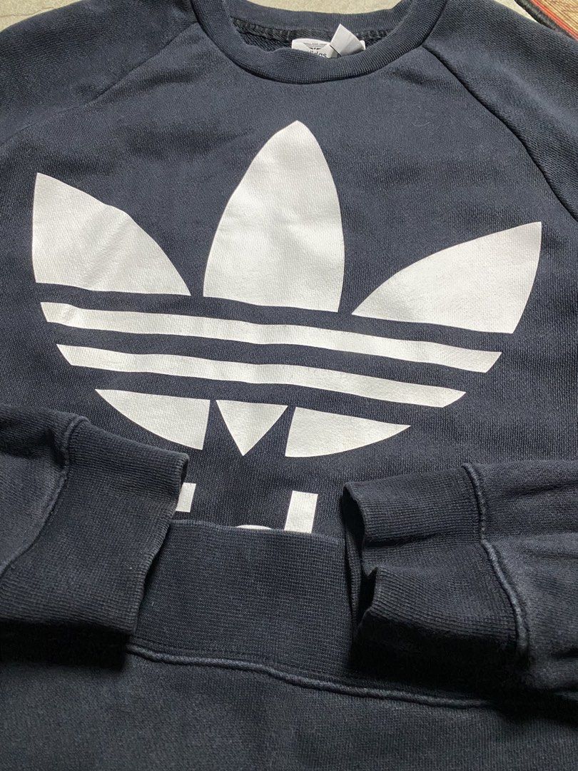 Adidas big logo Crewneck (Category: Longsleeves) located in Trece Martires City. Submitted by ridgeridethrift (Listing ID 1469529965, Image 3). Description: Width - 21 Length - 29.5 Sleeve - 23 Color rate : 8.5 /10 .