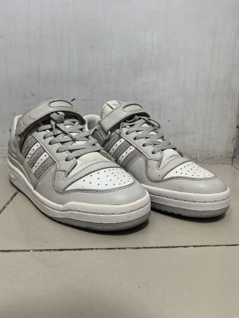 Adidas Forum Low Grey White Sneakers (Category: Sneakers) located in Pasay City. Submitted by lovedonceee (Listing ID 1469570599, Image 2). Description: ADIDAS FORUM LOW - Bought in Japan - Size 9.5M - No box - Used 3-4 times. No time for cleaning.