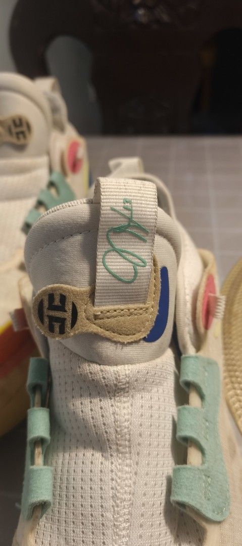Adidas James Harden Vol. 5 Chapter 1 Creator (Category: Sneakers) located in San Fernando. Submitted by phavlo083023 (Listing ID 1469535741, Image 3). Description: - Model: Adidas James Harden Vol. 5 - Colorway: White base with pastel green, blue, pink, and yellow accents - Cushioning: Responsive BOOST cushioning for maximum comfort - Details: Vibrant lettering on the outsole, signature branding on the tongue pull tab, and unique synthetic overla