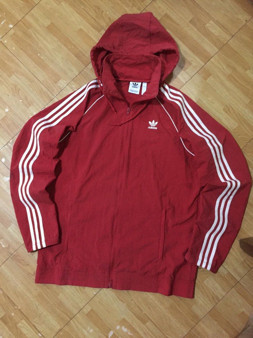 Adidas Packable Hoodie Jacket (Category: Coats, Jackets and Outerwear) located in Manila. Submitted by a.stmngo (Listing ID 1469507134, Image 1). Description: Size Medium on tag (Best fit Large to XL) Width 23.5 inches Length 30 inches Minimal dirt and stain (see last photo) Needwash Color rate 9/10 📍Manage your expectation. Item is thrifted. 📍Nagcarlan, Laguna.