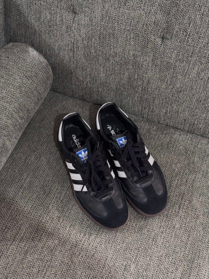 Adidas Samba Black Sneakers (Category: Sneakers) located in Bayombong. Submitted by franzugimoto (Listing ID 1469531717, Image 1). Description: - Adidas Samba sneakers - Original with box - Almost Brand New ( Sinukat Lang ) - 3K Shipped.