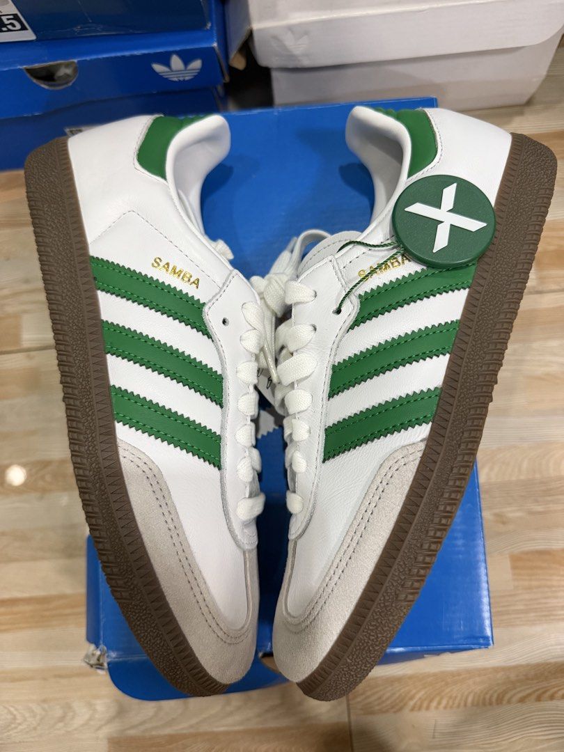 Adidas Samba White Green Sneakers (Category: Sneakers) located in Tabuk. Submitted by farawayluxe (Listing ID 1469506514, Image 2). Description: Adidas Samba OG Footwear White Green 100% Authentic, brand new STOCKX Verified US Men’s size 5.5/ Women’s size 7 .