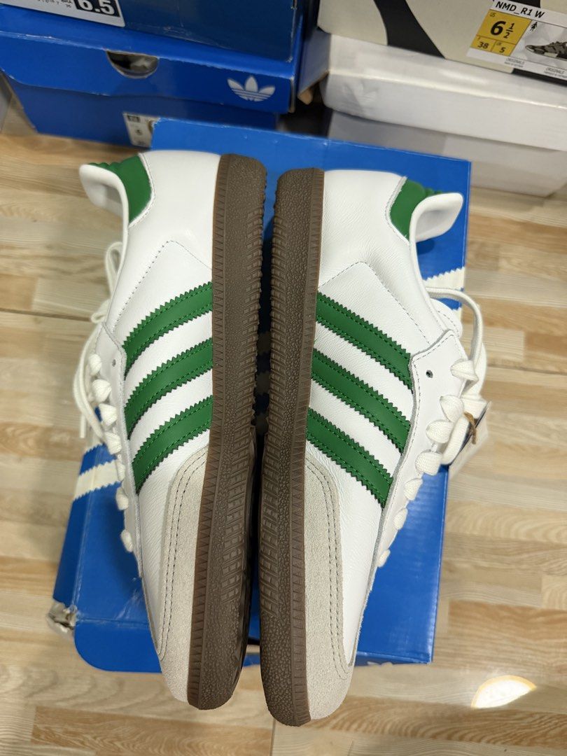 Adidas Samba White Green Sneakers (Category: Sneakers) located in Tabuk. Submitted by farawayluxe (Listing ID 1469506514, Image 3). Description: Adidas Samba OG Footwear White Green 100% Authentic, brand new STOCKX Verified US Men’s size 5.5/ Women’s size 7 .