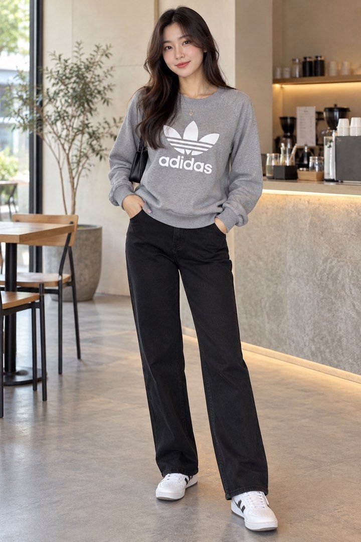 Adidas Trefoil Logo Grey Sweatshirt (Category: Coats, Jackets and Outerwear) located in General Trias. Submitted by crissy9053136 (Listing ID 1469444960, Image 2). Description: - Authentic grey Adidas sweatshirt - Iconic white trefoil logo on the chest - Classic crew neck with long sleeves - Ribbed cuffs and hem for a secure fit - Versatile everyday basic, pairs well with jeans or joggers.
