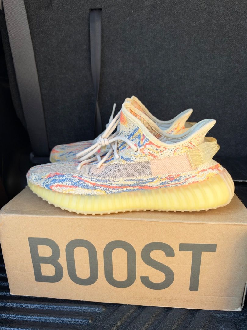 Adidas Yeezy Boost 350 V2 MX Oat (Category: Sneakers) located in Caloocan City. Submitted by luckydeer_4f53ea (Listing ID 1469441384, Image 1). Description: - Model: Adidas Yeezy Boost 350 V2 - Colorway: MX Oat (multi-colored Primeknit with yellow, orange, and blue swirls) - Size: US 10 / UK 9.5 - Features: Translucent side stripe and semi-translucent yellow ribbed midsole with Boost cushioning - Condition: Clean, ready to wear - Inclusions: Orig