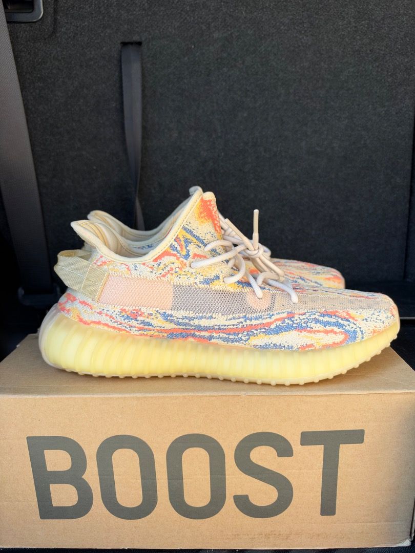 Adidas Yeezy Boost 350 V2 MX Oat (Category: Sneakers) located in Caloocan City. Submitted by luckydeer_4f53ea (Listing ID 1469441384, Image 2). Description: - Model: Adidas Yeezy Boost 350 V2 - Colorway: MX Oat (multi-colored Primeknit with yellow, orange, and blue swirls) - Size: US 10 / UK 9.5 - Features: Translucent side stripe and semi-translucent yellow ribbed midsole with Boost cushioning - Condition: Clean, ready to wear - Inclusions: Orig