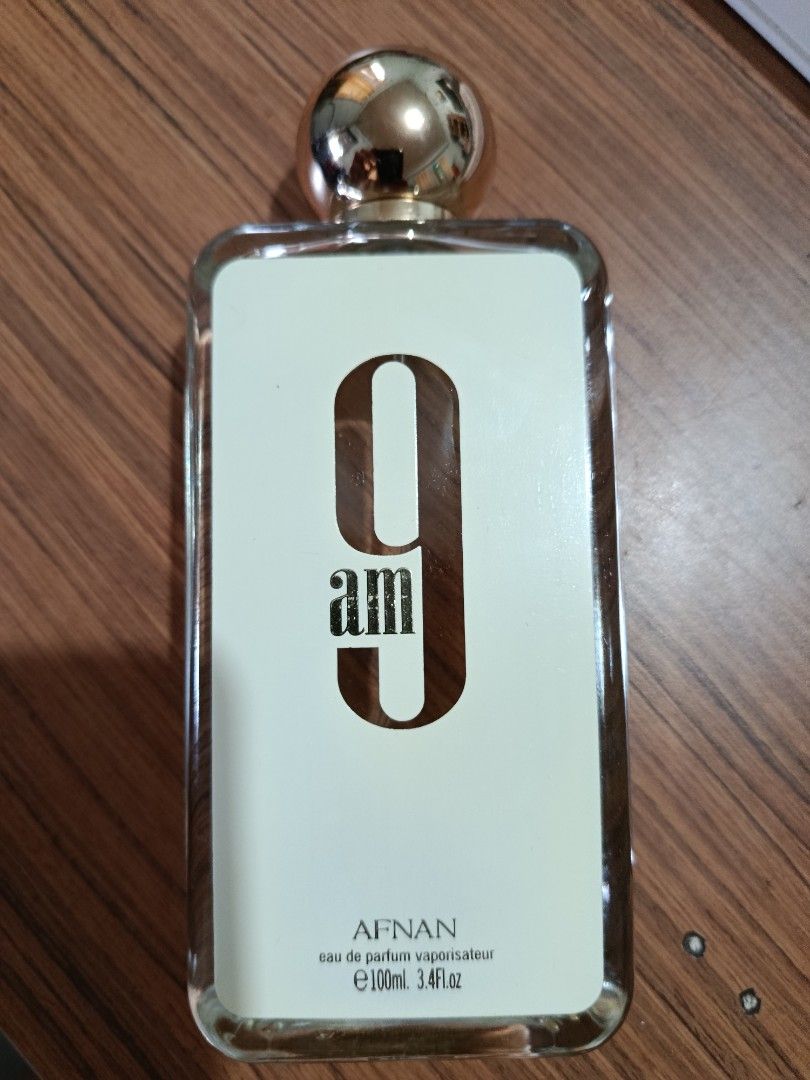 Afnan 9 AM Eau de Parfum !!!!! For Trade !!!!!! (Category: Fragrance & Deodorants) located in Manila. Submitted by drkpssngr (Listing ID 1469403048, Image 1). Description: For Trade - Brand: Afnan 9 AM Eau de Parfum - Volume: Partial 80 ml + remaining - Condition: Mint con. with spray nozzle intact and original gold round cap - Bottle: Clear front label and branding - Scent Profile: Unisex ,Fresh, ideal for everyday wear.