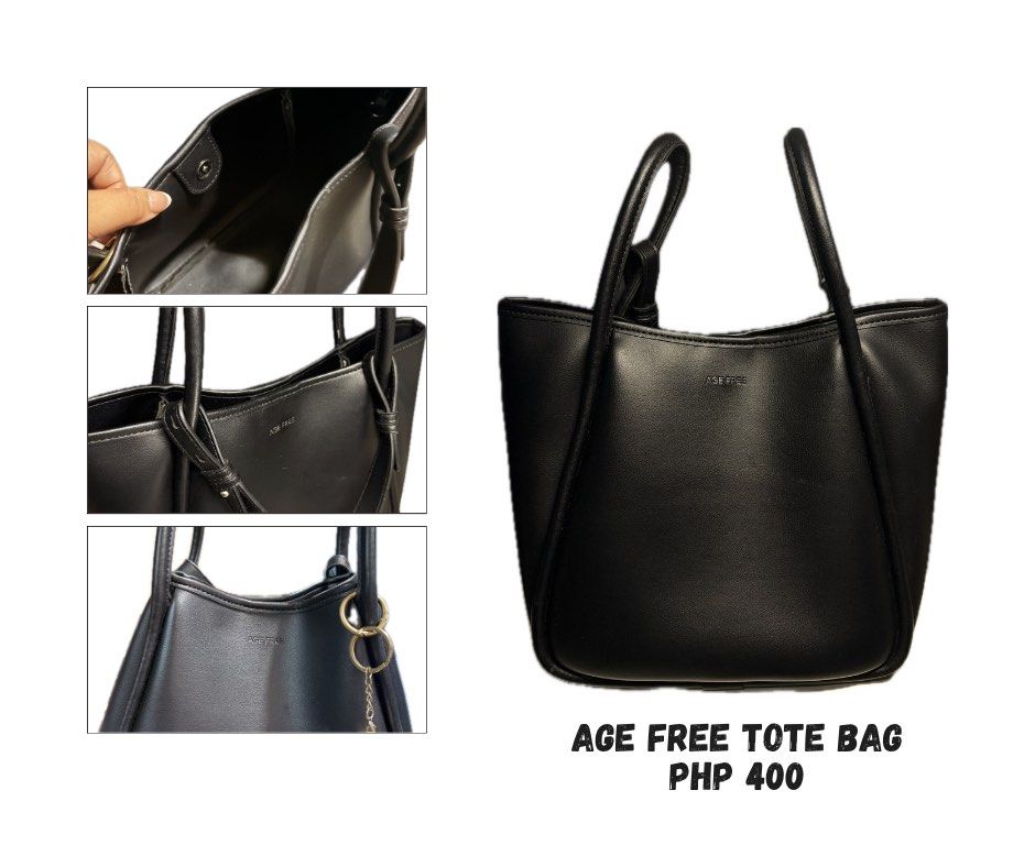 AGE FREE Black Tote Bag (Category: Tote Bags) located in Caloocan City. Submitted by mntnzchsk (Listing ID 1469397715, Image 1). Description: - Brand: AGE FREE - Color: Classic Black .