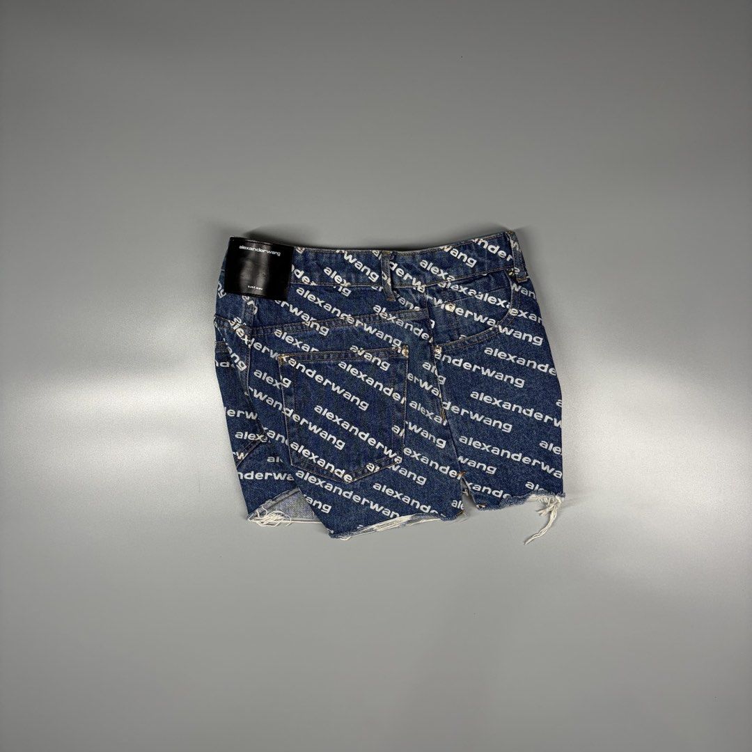 Alexander Wang AOP Denim short (Category: Luxury Apparel) located in Cavite. Submitted by onebeancent (Listing ID 1469524220, Image 2). Description: Size: 26 to 27 Women's Dimension: 11.5" Length Color: Denim Blue Color Rate: 10/10 Issue: None Condition: Like new‼️ Mine: 1,100php Additional Shipping Fee (J&T Small Pouch) 75php Luzon 100php visayas 120php mindanao.