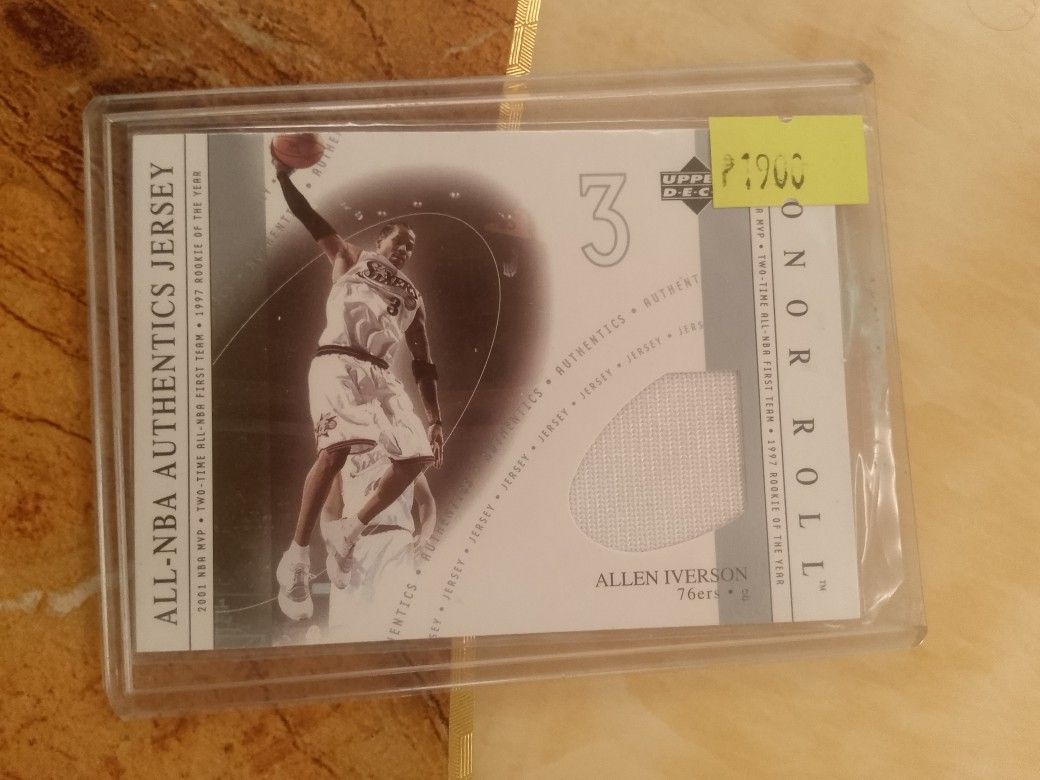 Allen Iverson (Category: Raw Singles) located in San Juan City. Submitted by jim.jim7 (Listing ID 1469411628, Image 1). Description: Allen Iverson nba basketball game use jersey card ‎.