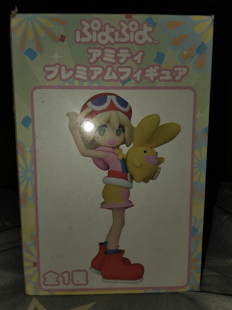Amitie & Carbuncle Figure (Category: Figurines & Statues) located in Dasmarinas. Submitted by rai_watanabe (Listing ID 1469552562, Image 1). Description: Figure Details • Character: Amitie & Carbuncle • Franchise: Puyo Puyo (Puyo Puyo Chronicle) • Manufacturer: Sega • Type: Prize Figure / PVC & ABS Scale • Height: Approx. 17 cm (6.7 inches) • Release Date: Late 2016 to early 2017 Note: Damaged Box (sealed and not used figure).