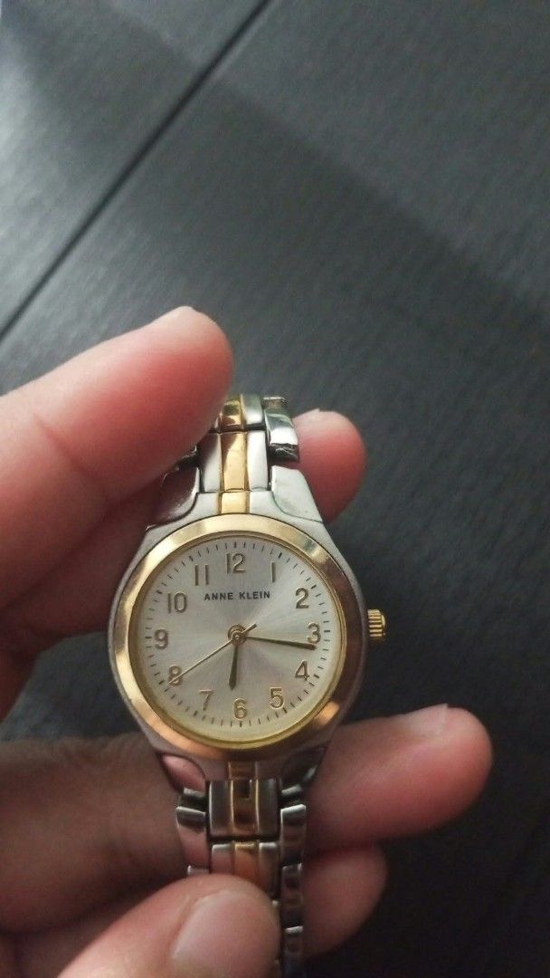 Anne Klein Two-Tone Watch (Category: Women's Watches) located in Calamba. Submitted by camilledc_12292105 (Listing ID 1469530181, Image 2). Description: ⌚ Anne Klein Ladies Watch for Sale! ✨ 💖 Elegant two-tone silver and gold design with a classic white dial. Perfect for everyday wear or special occasions! Brand: Anne Klein Dial Size: Approximately 30 mm (estimated) Design: Two-tone silver and gold Condition: Pre-loved 💌 PM for the price and in