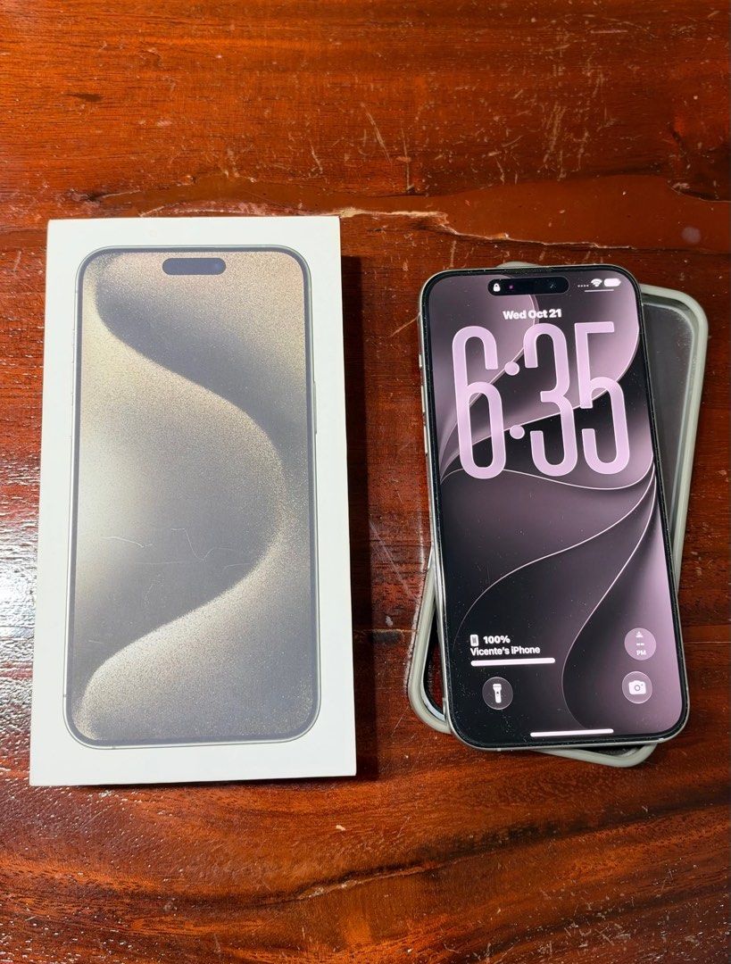 Apple FOR SALE iPhone 15 PRO MAX (Category: iPhone 15 Series) located in Quezon City. Submitted by macmini111106 (Listing ID 1469400483, Image 1). Description: Apple iPhone 15 PRO MAX, 256 gb, Silver/White natural Titanium Running IOS 27.0.1 Dual SIM (physical/eSIM) Factory unlock (open line) No SIM restriction Pristine condition Screen protector installed Battery health at 80% No scratch/dents No issues / all working Inclusions: -original box -p