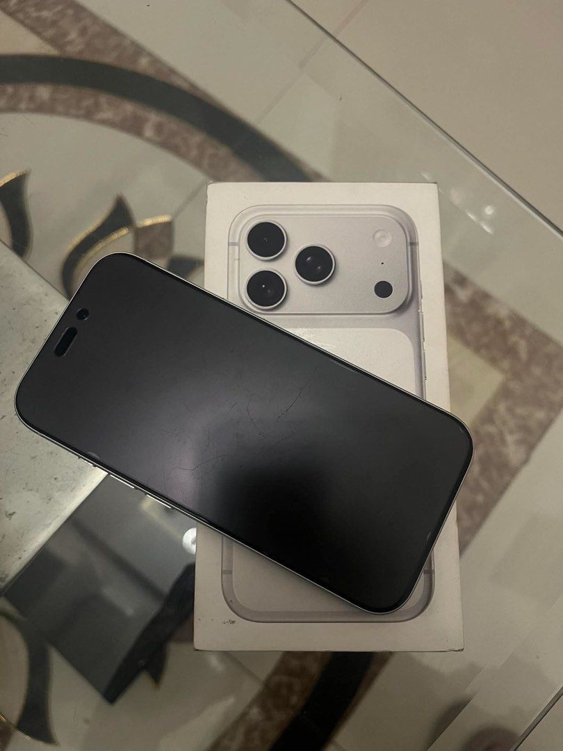 Apple iPhone 17 Pro 512GB Silver (Category: iPhone 17 Series) located in Paranaque City. Submitted by marria_luissa (Listing ID 1469463217, Image 2). Description: - Model: Apple iPhone 17 Pro - Color: Silver - Storage: 512GB - Status: Factory unlocked (no SIM restrictions) - Battery Health: 100% (178 cycle count) - Inclusions: Original retail box - Condition: Clean device with tempered glass screen protector installed - Can swap to iphone 16 pro 