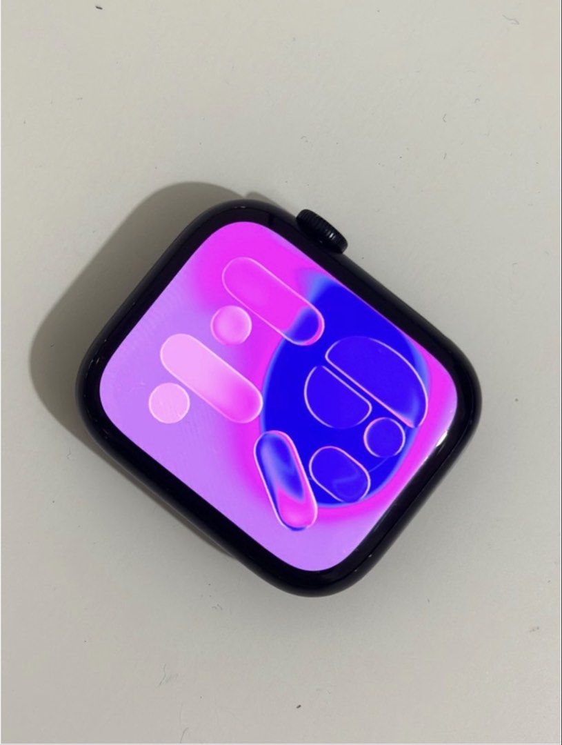 Apple Watch Series 7 GPS 45mm (Category: Wearables & Smart Watches) located in Bulacan. Submitted by declutterwithme32 (Listing ID 1469518008, Image 2). Description: - in very good condition - pass sa low ballers - replaced strap (orginal apple nike sport band worth 3k) - hairline scratch on screen (unnoticeable) - Battery Health: 90% / No issue with parts - Includes original charging cable, w/o box - j&t / lalamove / sm marilao / sm north meetup