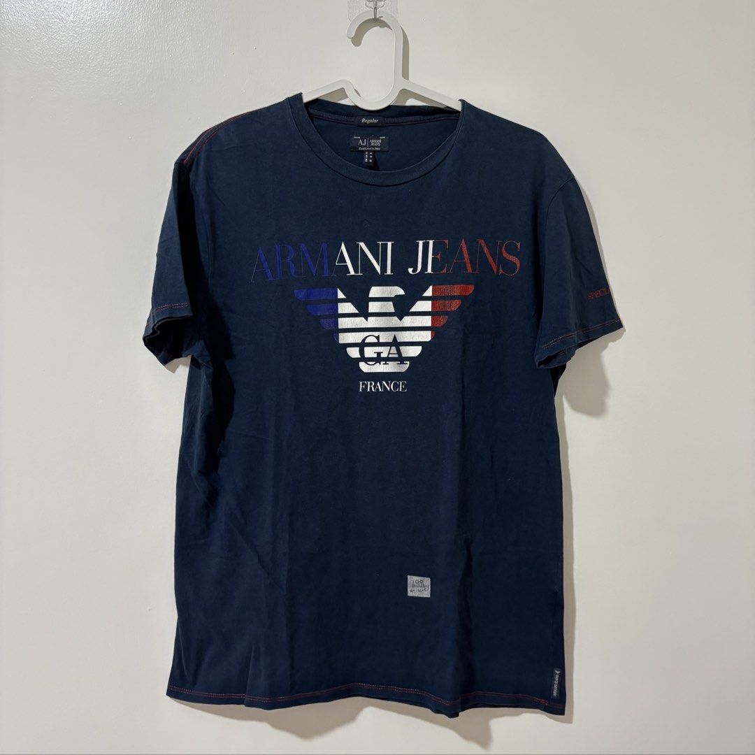 Armani Jeans Shirt (Category: Tshirts & Polo Shirts ) located in Bulacan. Submitted by laleesa_ (Listing ID 1469543825, Image 1). Description: Issue: Pinhole, hairline sa prints Good for pambahay.