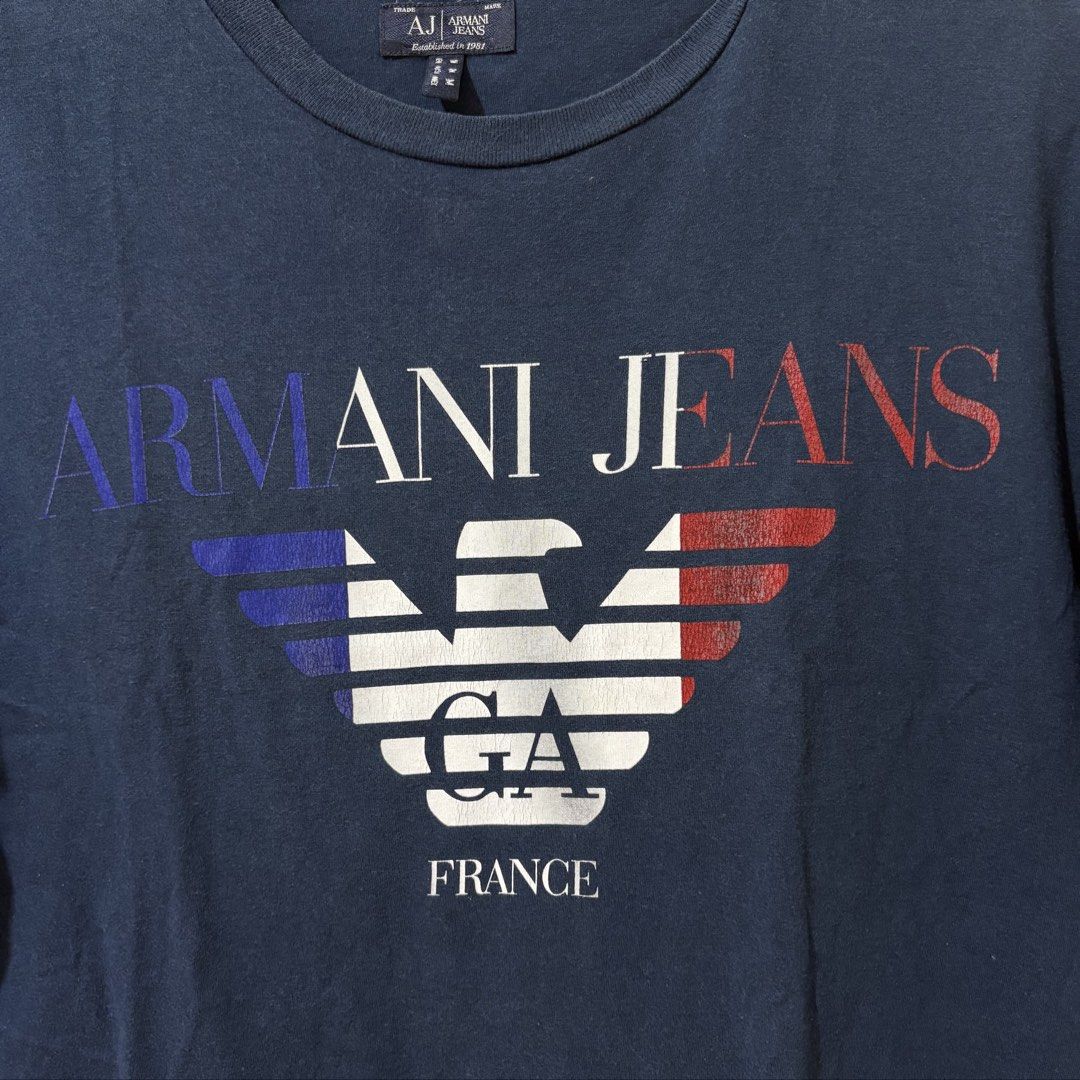 Armani Jeans Shirt (Category: Tshirts & Polo Shirts ) located in Bulacan. Submitted by laleesa_ (Listing ID 1469543825, Image 2). Description: Issue: Pinhole, hairline sa prints Good for pambahay.