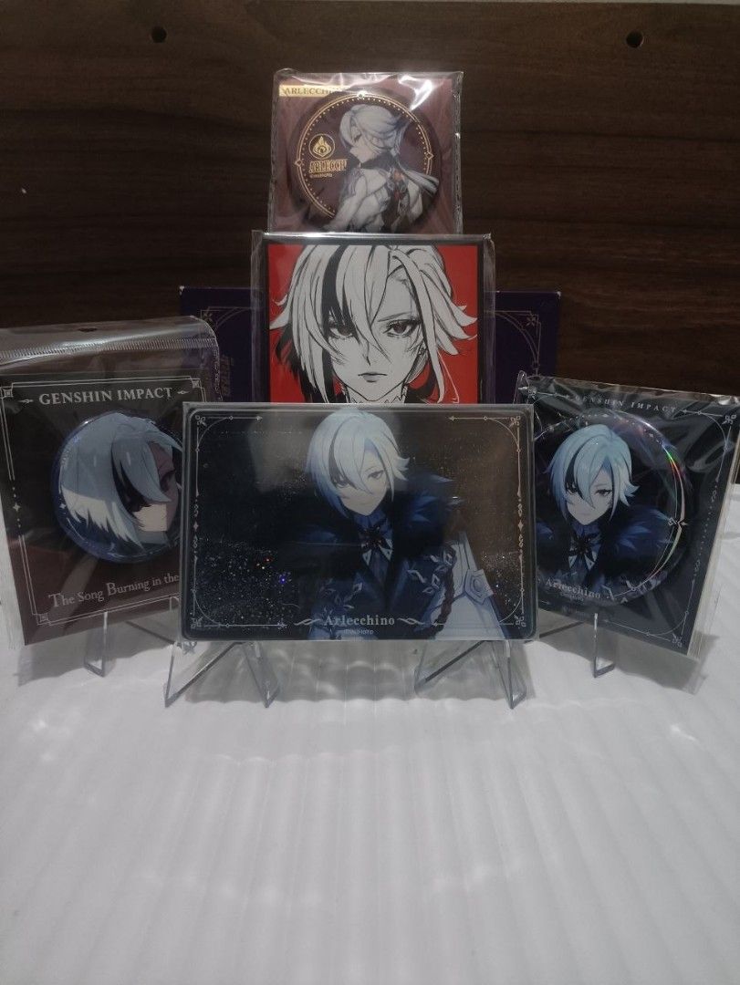 Genshin Impact Arlecchino Merch sets (Category: Character Goods) located in Pasay City. Submitted by majstichobbyhaven (Listing ID 1469418490, Image 1). Description: Arlecchino Merch for sale ▪️Acrylic Flowing Winter's Night Lazzo -550 ▪️ Winter 's Night Lazzo Badge - 250 ▪️ Song of the Burning in the Embers -200 ▪️ Original badge pin -150 ▪️10 × 10 cm Arlecchino photo -200 ▪️ Take all sets = 1050 Pm to our page for fast transaction.