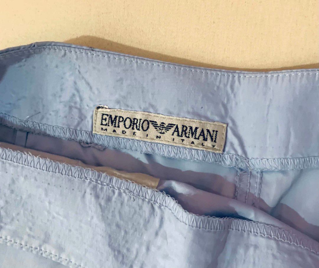 Armani A-line Sky Blue Skirt (Category: Skirts) located in Las Pinas. Submitted by apples_here (Listing ID 1469453040, Image 3). Description: Unused A-line Armani Sky blue Waterproof With side zipper (top to bottom).