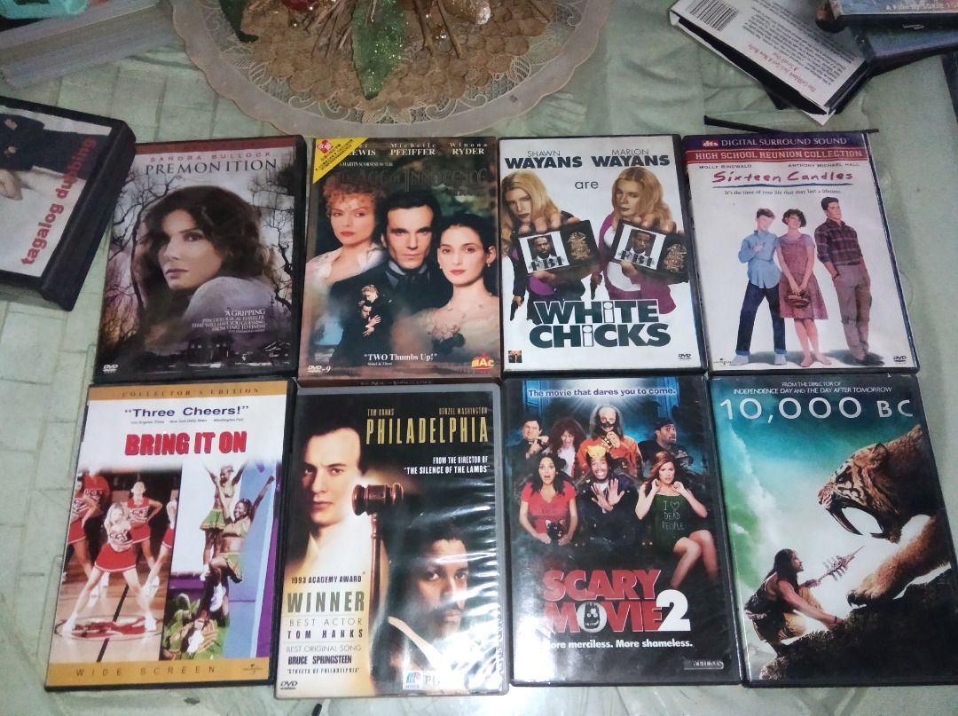Assorted DVD Movies (Category: CDs & DVDs) located in Caloocan City. Submitted by lonewolf22 (Listing ID 1469457587, Image 2). Description: - Bundle of 9 popular movie DVDs - Titles: Traffic, The Mist, Premonition, White Chicks, Sixteen Candles, Bring It On, Philadelphia, Scary Movie 2, and 10,000 BC - Cases and cover art fully intact - Ideal for movie nights and physical media collectors - Selling as a complete set 150 EACH, DISCOUNTED IF TAKE A