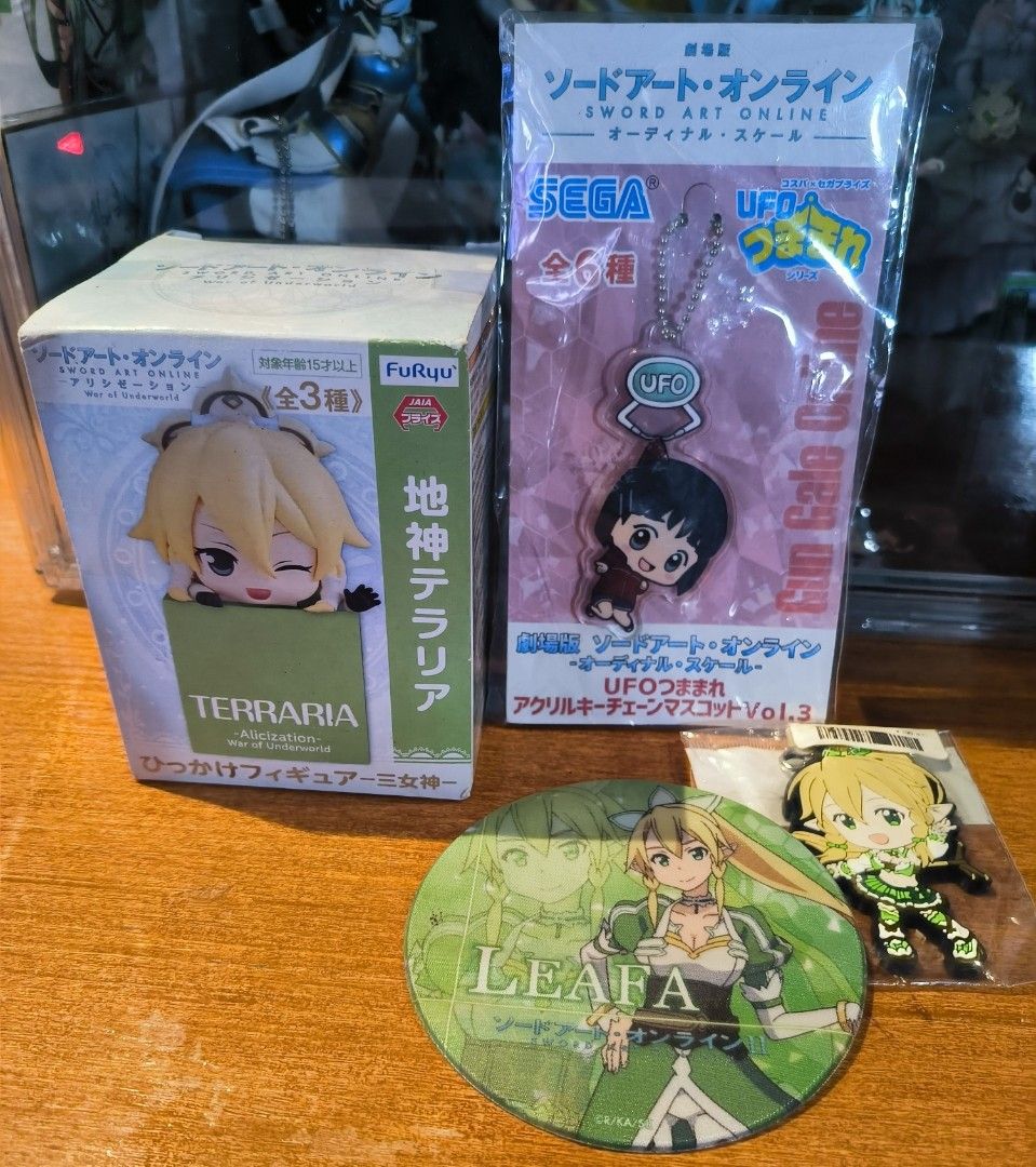 Asstd. Aniks Sword Art Online (Category: J-Wave Merchandise) located in Lucena. Submitted by raishou (Listing ID 1469563169, Image 3). Description: Sword Art Online For Take all or per set.. (See Photos) 1st Photo - Take All ₱750 2nd Photo - Clear File Set ₱280 3rd Photo - Terraria Hikkake Leafa/Suguha Acrylic, Rubber Charms Set ₱400 4th Photo - Yuuki and Asuna Glass Set ₱180 5th Photo - Rubber/Acrylic Charms and Bookcover Set ₱90 ----- MOP: Gcas
