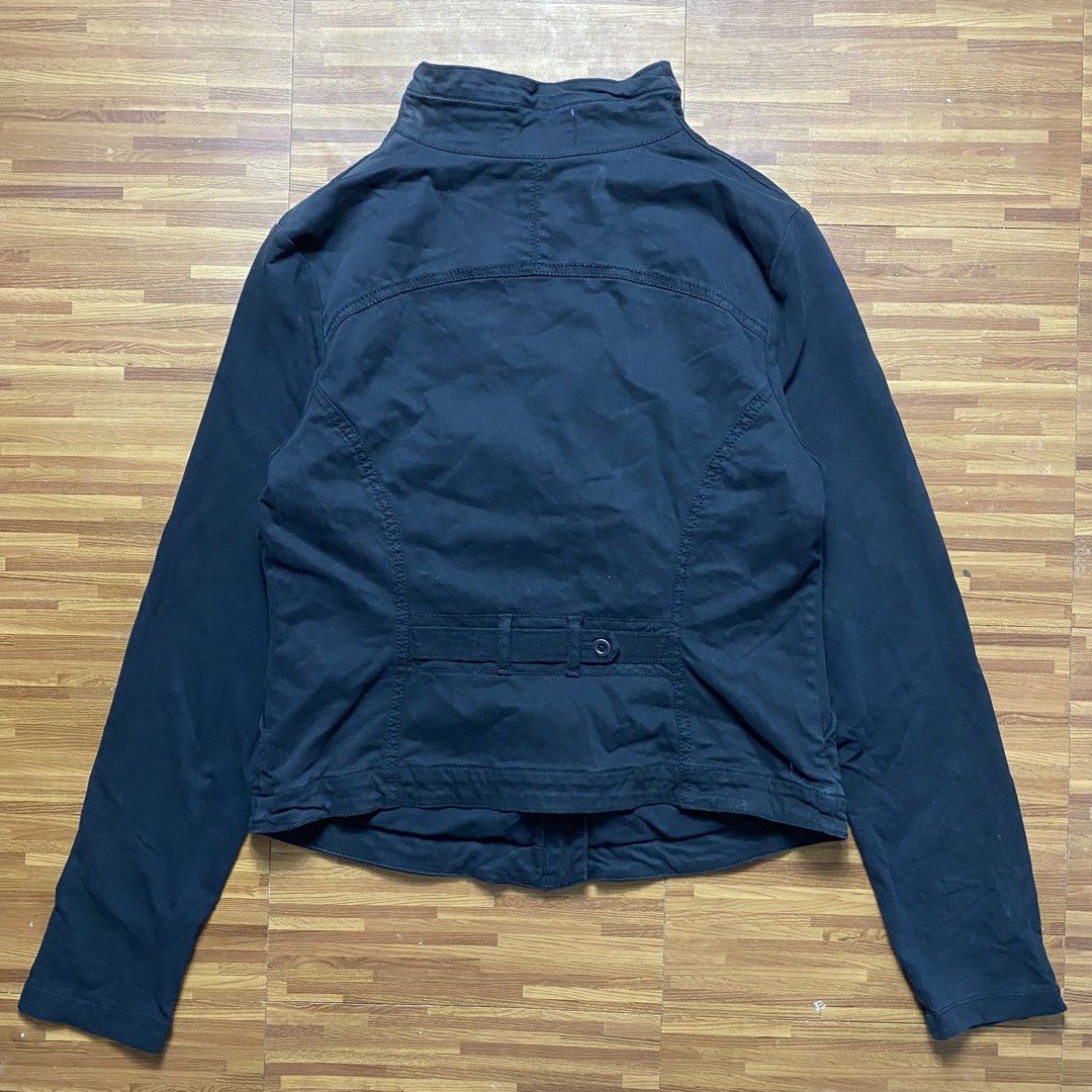 Asymmentrical highneck jacket (Category: Coats, Jackets and Outerwear) located in Quezon City. Submitted by semantaryrave (Listing ID 1469549780, Image 2). Description: Asymmentrical high neck jacket Size- Medium Width- 18 Length- 23 Good condition Issue stain .