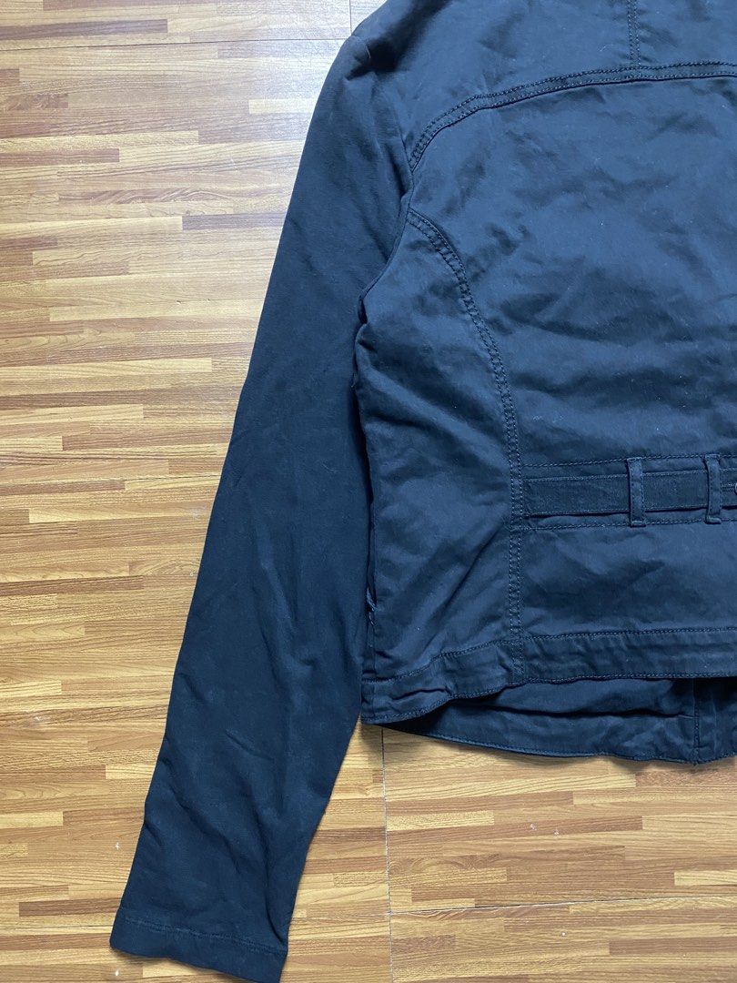 Asymmentrical highneck jacket (Category: Coats, Jackets and Outerwear) located in Quezon City. Submitted by semantaryrave (Listing ID 1469549780, Image 3). Description: Asymmentrical high neck jacket Size- Medium Width- 18 Length- 23 Good condition Issue stain .