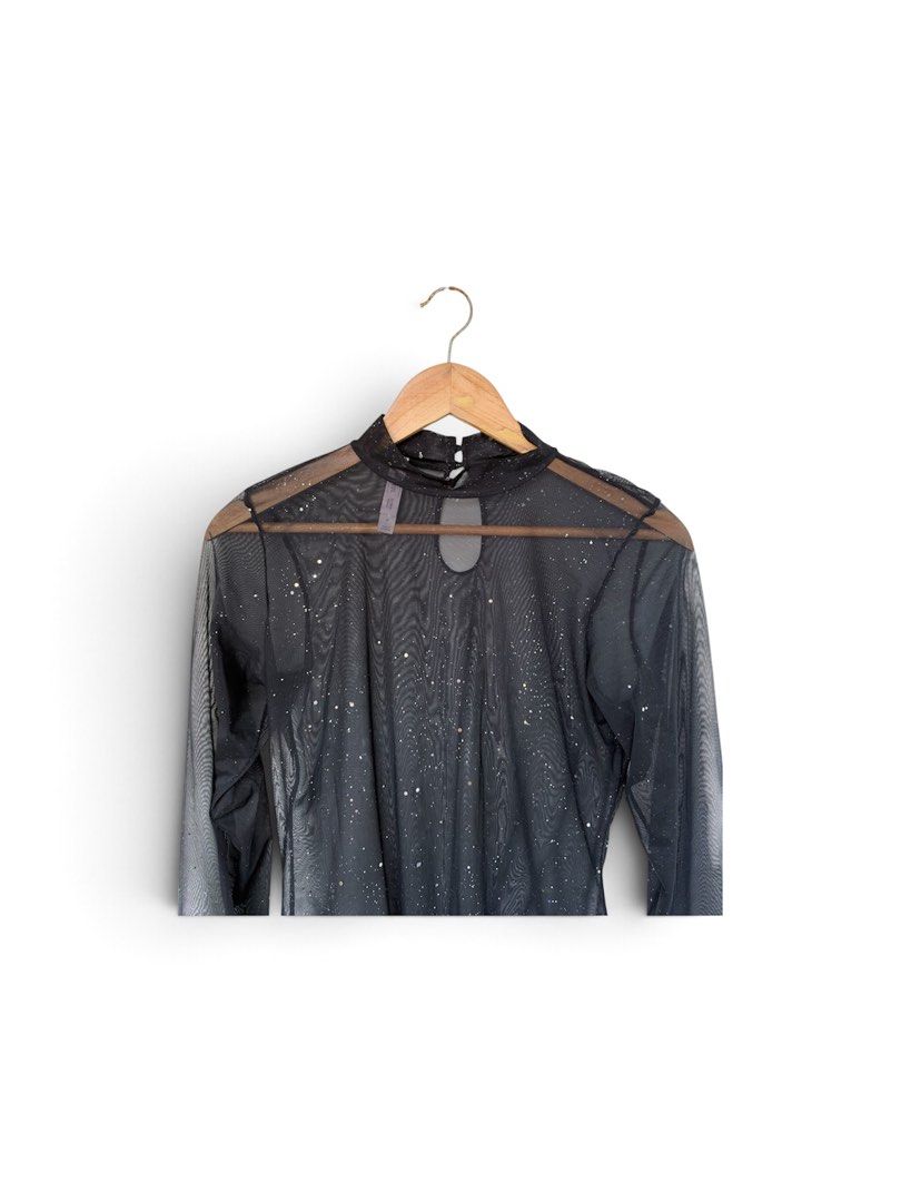 AUDEN Intimates Sheer Mesh Sparkling Bodysuit (Category: Others Tops) located in Quezon City. Submitted by chrizcboutique (Listing ID 1469405462, Image 3). Description: AUDEN Sheer Mesh Sequin Black bodysuit extra large in tag can fit medium to large frame stretchy material please note that the first photo is similar but not actual jMeasurements laid in flat shoulder to shoulder approx 15 inches armpit to armpit approx 18 inches …stretchy waist a